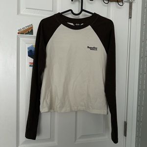 SuperDry Brown and White long sleeve